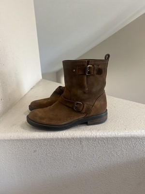 J. Crew brown suede leather Pull On motor  biker boots women 6.5 Grunge Festive