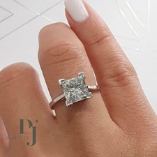 2 CT Princess Cut VVS1 Moissanite Solitaire Engagement Ring Solid 14K White Gold