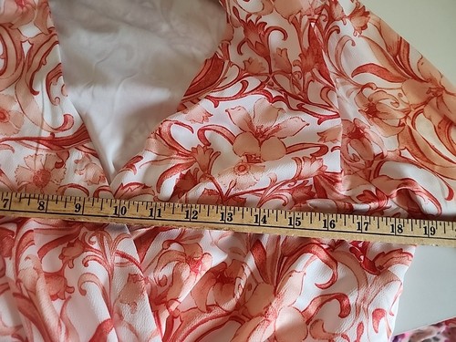 Tahari Dress Tassels XL Floral Faux Wrap Ruffle Peach White Career Office - Picture 14 of 14