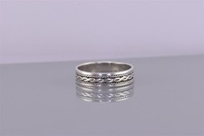 Sterling Silber geschnitzter über & unter flachseitiger Bandring 925 Gr: 8,5