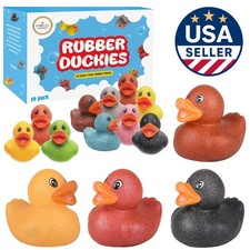 Colorful Glitter Rubber Duckies - 10-Pack Ideal for Parties and Bath Time Fun