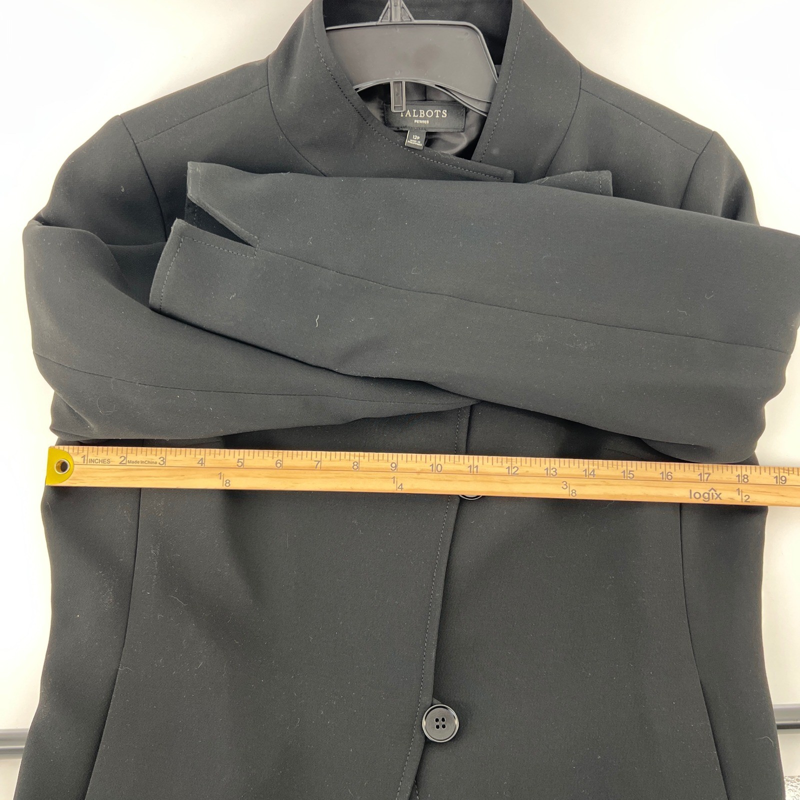 Talbots Petites Black Collarless Button Front Bla… - image 5