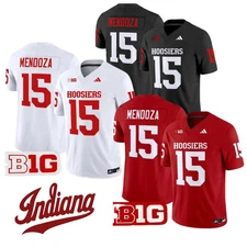 Hoosiers Fernando Mendoza #15 Black/White/Red Stitched Jersey MEN