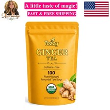 Organic Ginger Tea 100 Count, Plant-Based Pyramid Tea Bags Packaging May ...