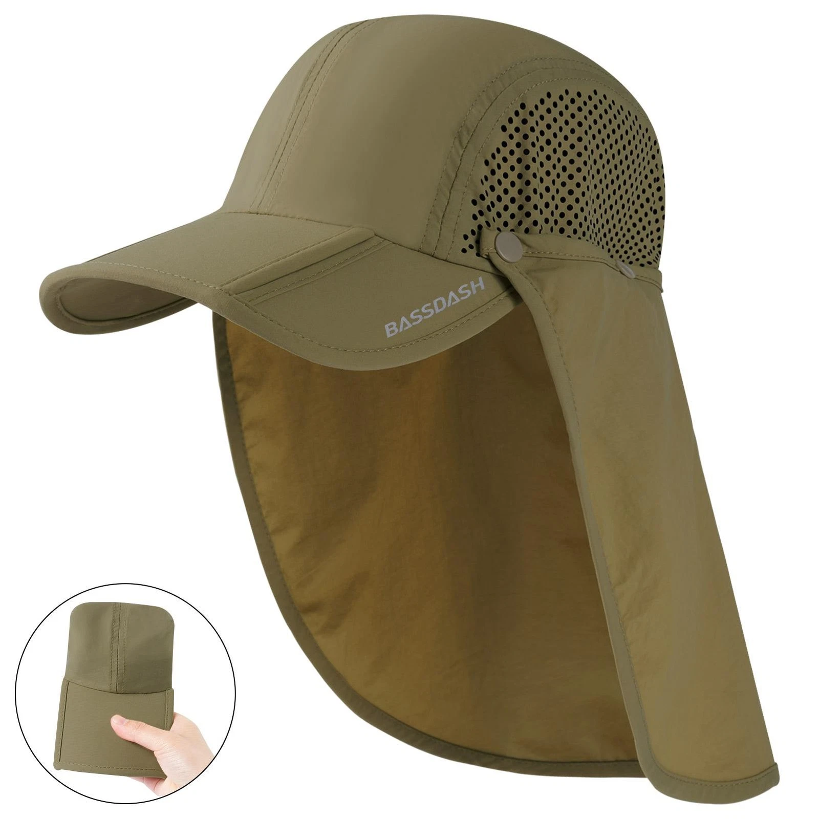 UPF50+ Foldable Sun Hat Baseball Cap Removable Neck Flap Outdoor Hiking Golf Sun