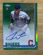 2019 Topps Chrome Jake Bauers Green Refractor Auto Rookie Card /99 RA-JB Brewers. rookie card picture