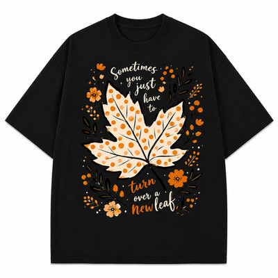 Fall Boho Leaf Shirt Turn Over A New Leaf Retro Autumn Graphic Tee
