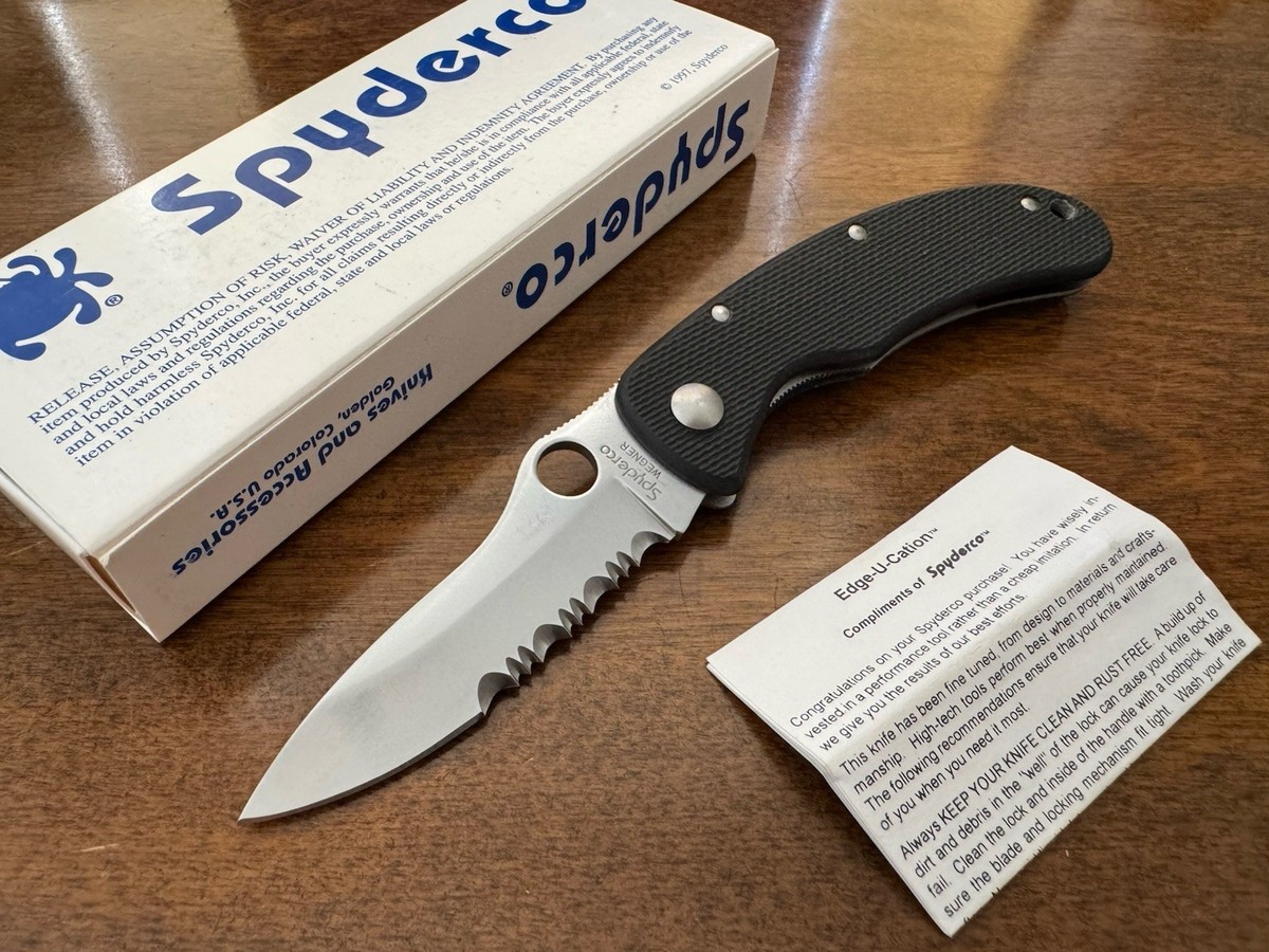 Vintage Spyderco Wegner Folding Knife ATS-34 Blade G10 Handle Made