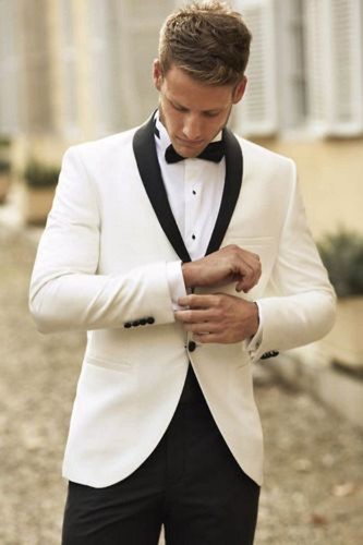 Bianco Sposo Smoking Uomo Abiti da Nero Frack E Pantaloni Testimoni Dello  Suit | eBay