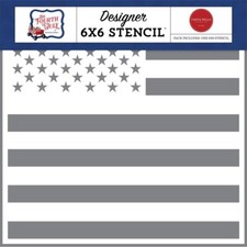Crafts CB 6X6 Plastic Stencil Fourth of July USA Flag Stars Stripes