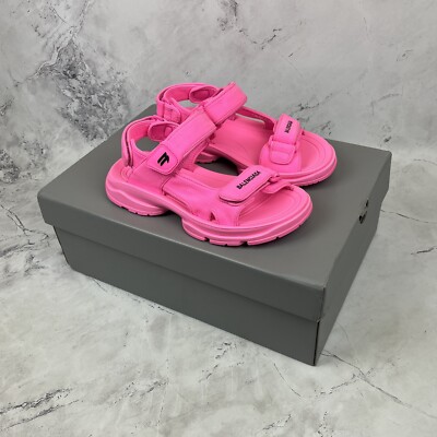 Balenciaga ''Tourist'' fluoreszierende rosa Ripstop Sandalen Gr. UK4 *EINMAL GETRAGEN* OVP