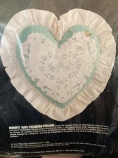 Vtg 1984 Dimensions Hearts and Flowers Pillow Cutlook Lace Embroidery Kit New