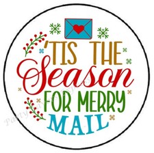 TIS THE SEASON FOR MERRY MAIL ENVELOPE SEALS LABELS STICKERS PARTY FAVORS