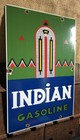 VINTAGE 1990 DATED INDIAN GASOLINE 18” PORCELAIN GAS OIL SERVICE SIGN — photo 2