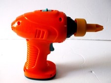 Toy Power Drill Battery Operated Screwdriver Simulated Sounds Plastic - Orange