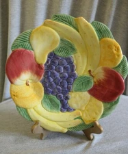 Hand Crafted Fitz & Floyd Calypso China Grapes Fruit Chip & Dip Serving Plate