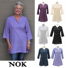 WATERSISTER Pintuck Cotton NOK Classic Thai SIMPLY TUNIC Top S - 4XL 6 COLORS