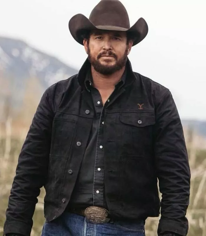 Mens Yellowstone Kevin Costner John Rip Wheeler Suede Leather Cotton Jacket