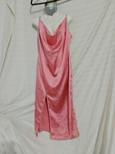 Pretty Little Thing Rose Strappy Satin Cowl Midi Dress Size 12(CC22)