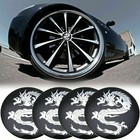 4pcs 56mm 2.2" Dragon Car Black Wheel Center Caps Emblems Badges Stickers Decals