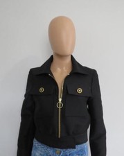 Balenciaga Black Wool w/ Cropped Gold Zippered Coat/Jacket, Sz 36
