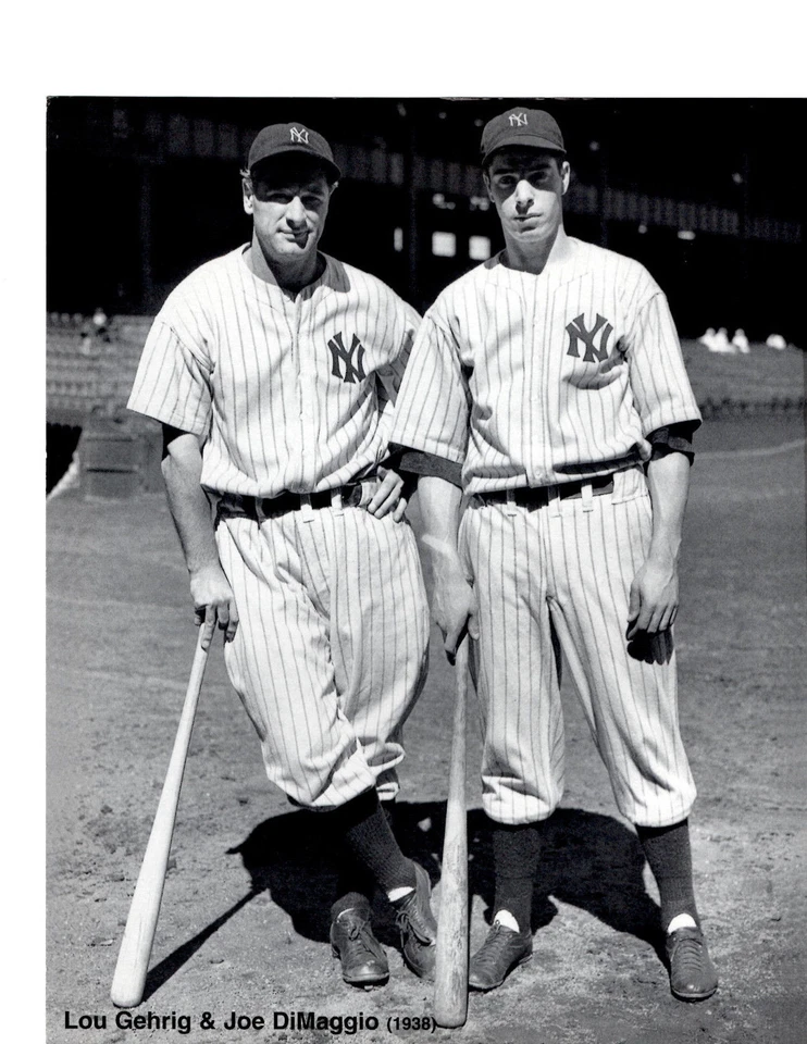 LOU GEHRIG JOE DIMAGGIO NEW YORK YANKEES 8X10 PHOTO BASEBALL BRONX