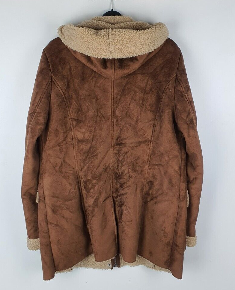 Women`s FAUX SHEEPSKIN COAT Size UK 12 (US 8) Vintage Lined Winter