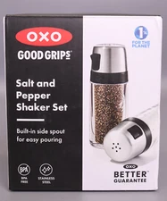 OXO Good Grips 4-1/8 in. W x 2 in. L Silver/Clear Plastic Salt and Pepper
