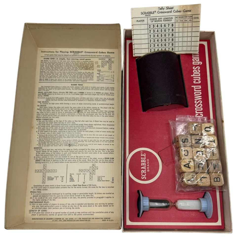 Scrabble Crossword Cubes Game 1968 Selchow & Righter – Vintage Set - Image 2 of 4