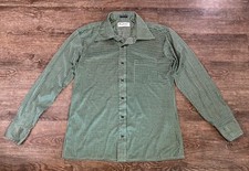 Vintage 70's Oleg Cassini by Burma Disco Shirt Nylon Green Houndstooth Men  s L