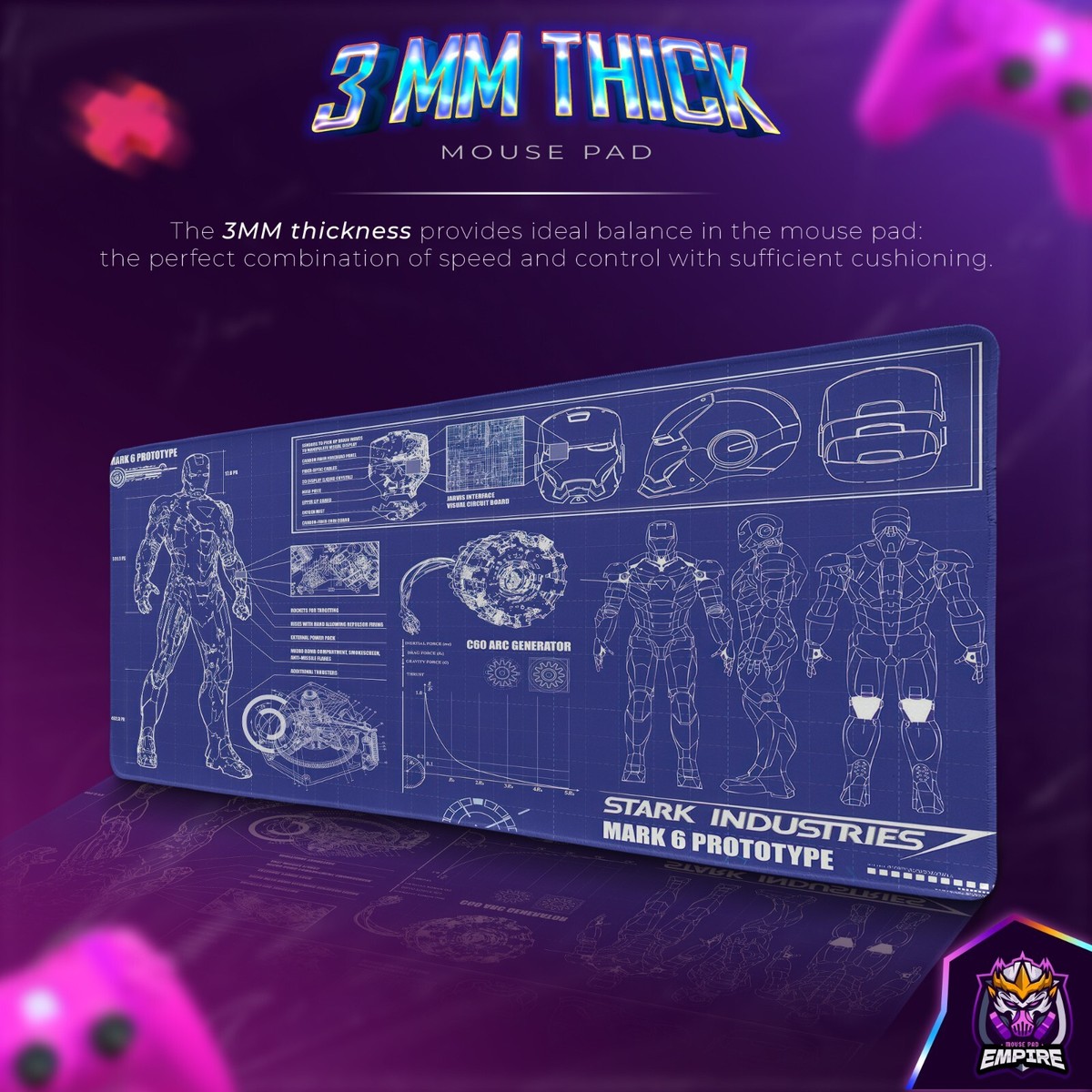 IGIRC Deadpool Mouse Mat 900 X 400 Mm Perfect Precision And Speed Gaming Mouse Pad With 3 Mm Thick Base For Notebooks, PC, D