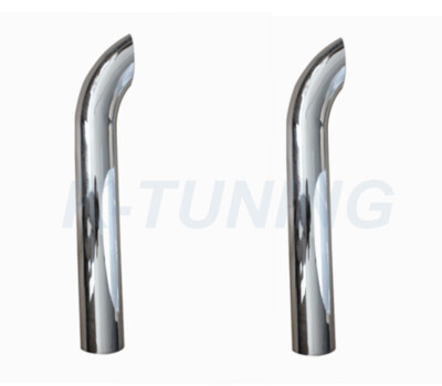 PAIR 5inch Curved Chrome Stack pipe 5'' OD X 36'' inch Length Tailpipe Semi Truck