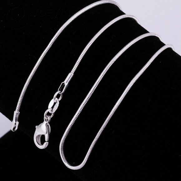 925 Sterling Silver Snake Chain Necklace w/ White Gold Finish