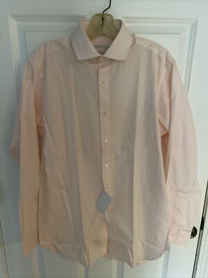 Perry Ellis Men s Cotton Dress Shirt Light Pink Size 15-33 NWT