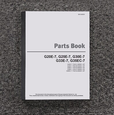 Doosan G30E-7 Forklift Lift Truck Parts Catalog Manual Book S/N FGA1N-000001 Up