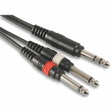 1.5m PRO 6.35mm STEREO Jack to 2 x 6.35mm 1/4" MONO Plugs Y Splitter Cable