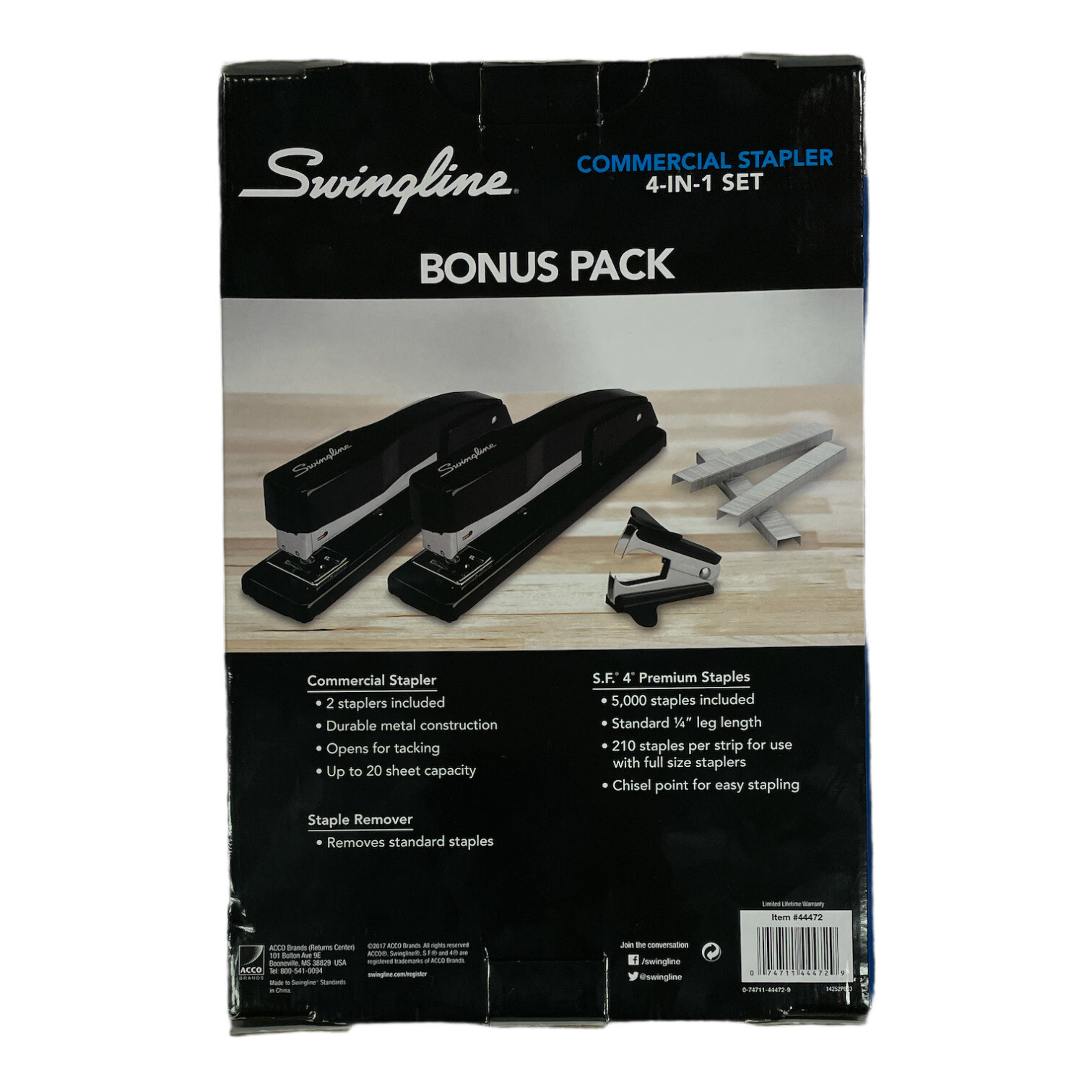 Swingline Commercial Stapler 4-in-1 Set, 20 Sheet Capacity, Black
