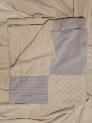 Kyle and Deena Baby Blanket White Blue Minky Dot Stars Stripes Patchwork 