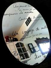 OVAL MIRROR Frameless Wall Hanging FRENCH Quotes Bath Bedroom INSPIRATION Hope