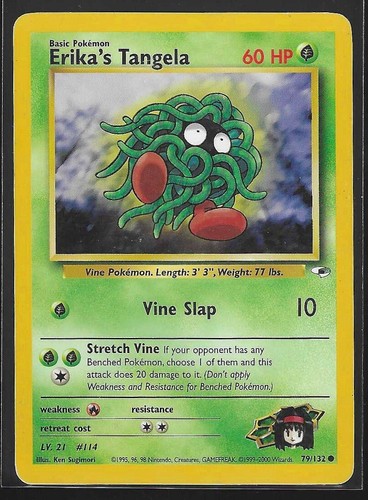 1st Edition Gym Heroes Erika's Tangela 79/132 Pokemon Card Vintage WOTC LP - Afbeelding 1 van 2