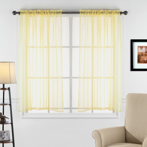 2 Stück Transparent Voile Transparent Stange Tasche Fenster Vorhang Flächenvorhang Stufen Set - Bild 23 von 27