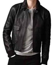 Men's Leather Jacket Biker Style Real Lambskin Black Bomber Jacket All Sizes