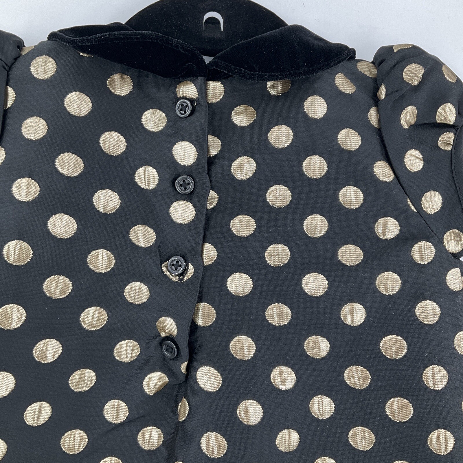 Gymboree Girls Polka Dot Party Dress Black Gold Metallic Size 6 Velour ...