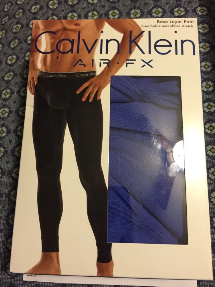 NWT MEN CALVIN KLEIN AIR FX BASE LAYER MICROFIBER LEGGINGS Sz XL-Cobalt