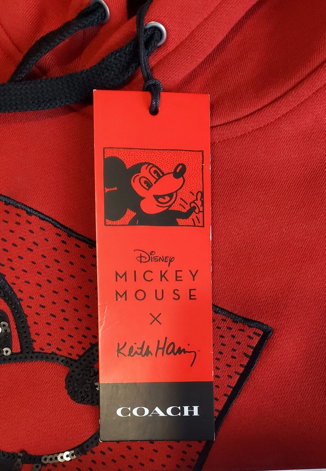 FELPA CON CAPPUCCIO PAILLETTES COACH X DISNEY MICKEY MO KEITH HARING DONNA TAGLIA M