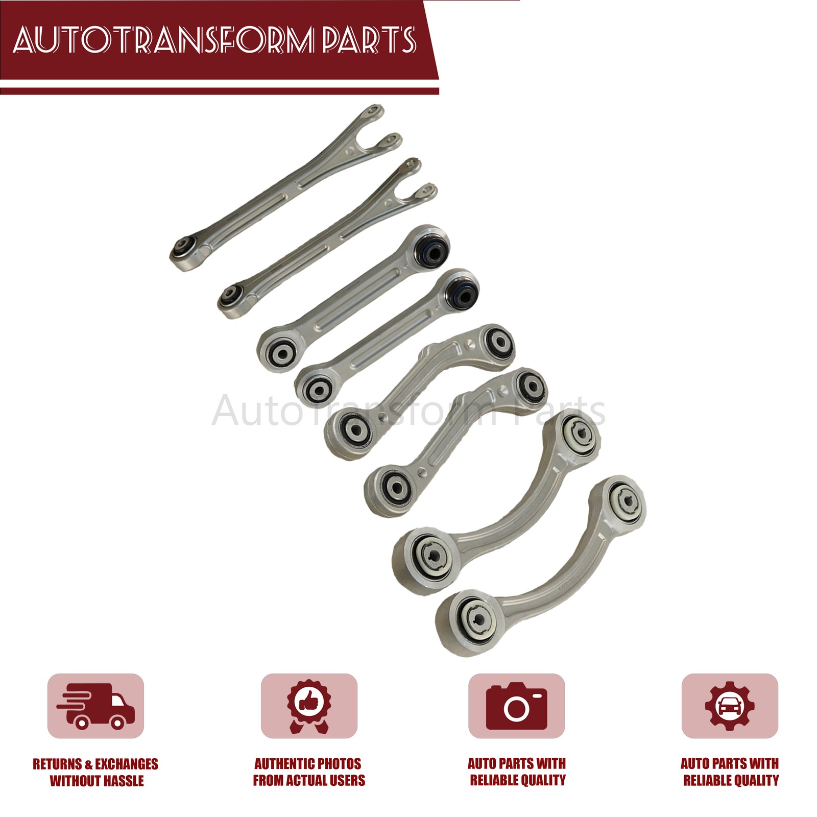 NEW 8PCS Rear Suspension Control Arm Set Fits Maserati Ghibli Quattroporte 14-16