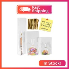 650 PCS Clear Flat Cellophane Treat Bags, 3x5",4x6",9.84x2" Cellophane Bags with