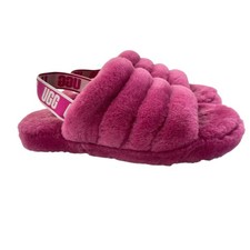 Ugg Fluff Yeah Slide Fuzzy Slingback Slippers Raspberry Pink Sheepskin Size 5