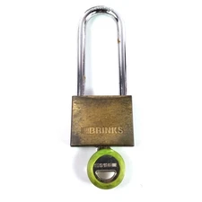Brinks Solid Brass Padlock Chrome Plated Hardened Shackle 4" w/ 2.5"Long Shackle