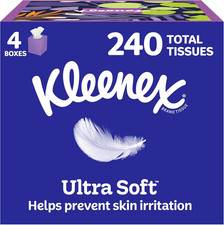Kleenex Ultra Soft Facial Tissues, 4 Cube Boxes, 60 Tissues per Box, 3-Ply 240